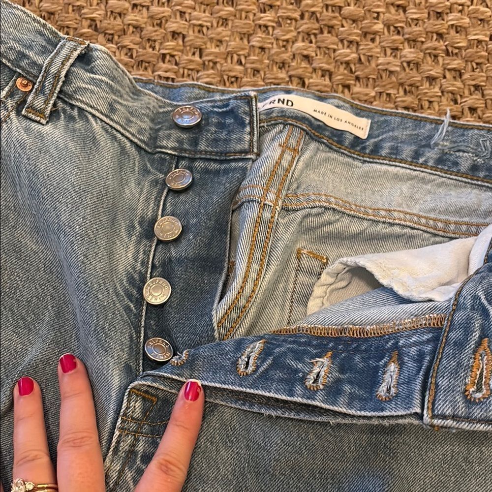 GRLFRND Blue Relaxed Fit Jeans with Distressed Details - Picture 8 of 12